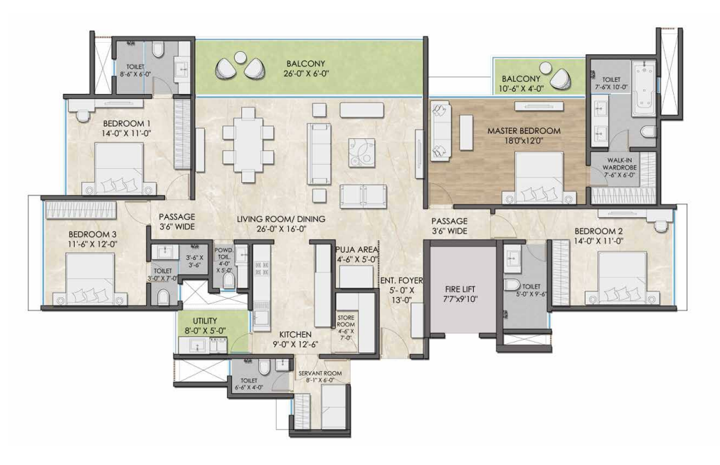 4.5 BHK floor plan